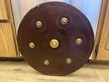 Large Scottish Targe leather Wrapped Celtic Medieval Shield w Brass Accents picture