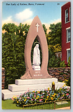 c1940s Linen Our Lady Fatima Barre Vermont Monument Vintage Postcard picture