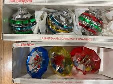 6 VTG Jewel Brite Christmas Ornaments Decoration W/ Boxes Cut Out Bulbs Diorama picture