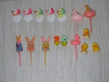 VTG Lot of 13 Easter Chicks Nest Bunny Duck Floral Picks Decorations READ picture