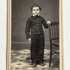 Antique CDV Photograph Charming Dapper Little Boy Civil War Era Photo Stand picture