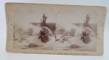 Grotto Geyser Cone and Tourists Ingersoll Stereoscope Stereoview Card Photo picture
