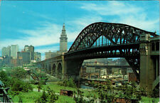 Postcard Detroit Superior High Leval Bridge Cleveland Ohio Over Cuyahoga River picture