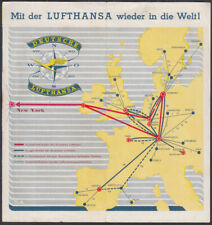Deutsche Lufthansa German Airlines Route Map c 1950s picture