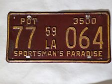 Vintage 1959 Sportsman's Paradise License Plate -LA picture