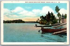 Canada Lake New York 1932 Postcard Boat Landing Near Point Breeze picture