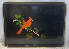 VTG Otagiri Red Cardinal Blacl Lacquer Tray- Approx 14 X 10 1/2 picture