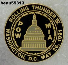 ⭐VINTAGE 1991 9th WASHINGTON DC ROLLING THUNDER IX POW MIA HARLEY RALLY VEST PIN picture