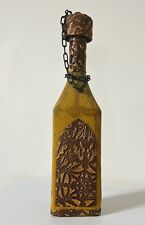 Vintage Embossed Leather Wrapped Blue Glass Decanter Bottle picture