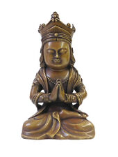 Chinese Fine Bronze Metal Sitting Kwan Yin Buddha Statue cs1606 picture
