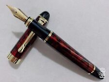 Jinhao X450 Red Ice Flowers Fountain Pen 0.7mm Broad Nib 18KGP Golden Trim picture