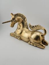 Vintage Large Size All Brass Unicorn Sculpture Gold Color.  picture