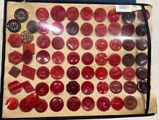 VINTAGE RARE Salesman's Sample Sheet of 71 Reds Buttons Bakelite Celluloid picture