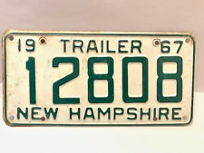 1967 New Hampshire License Plate TRAILER  12808 VTG Cottage Fathers Day Gift Mom picture