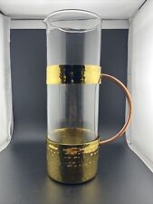 WEST ELM POUNDED GOLD COCKTAIL GLASS WATER PITCHER MODERN BAR WARE picture