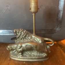 Antique Lion Lioness Bronze Desk Lamp picture