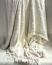 Vintage Estate Item White Cotton Nubby Chenille Style Queen Bedspread picture