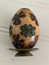 VTG Hand Painted Wooden Egg With Stand 4