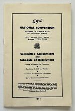 1958 Foreign Wars Veterans 59th National Convention NY VTG Schedule Assignments picture