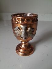 Rare Vintage Hand Painted Copper And Silver Glass Medieval Goblet Chalice Japan picture
