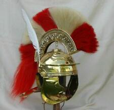 WEEKEND SALE 18 Guage Brass Medieval Knight Roman Centurion Helmet With Plume picture