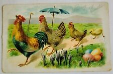 Easter Chickens with Umbrella Easter Eggs 1908 Tucks Postcard picture