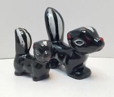 2 Vintage Red Ware Ceramic Mom & Baby Skunk Figurines Set Made in Japan picture