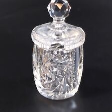Vintage ABP ? Clear Cut Crystal Jelly Jam Mustard Jar Spinning Star Zipper 3 In. picture
