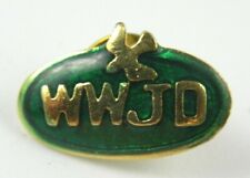 Vintage WWJD Pin Christian Religious What Would Jesus Do Enamel Dove Green  picture