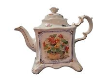 Teapot Rare Herb Pattern, Crown Dorset, Staffordshire England Nasturtium Sage picture