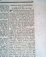 Rare 18th Century American Boston Massachusetts w/ Nice ENGRAVING 1793 Newspaper picture