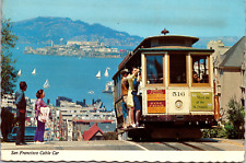 Vintage 1970's San Francisco Cable Car Alcatraz Island California CA Postcard picture