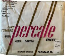 Vintage Grant Maid Fine Combed Percale 100% Cotton Double Bed Sheet White NIP picture