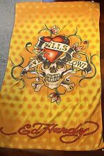 Vintage ED Hardy Skull Love Kills Slowly Beach Towel Extra Large (65x38 Inches) picture
