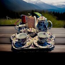 Vintage 8-Piece Victoria’s Garden Porcelain Tea Set *RARE* picture