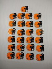 Vintage 1960s/70s Halloween Black Cat Pumpkin Jack 'o Lantern Seals Lot Of 25 picture