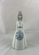 Vintage Girl Standing With Hat And Bow Porcelain Figurine Spain Porceval 9” Tall picture
