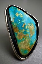 HUGE Vintage Navajo Sterling Silver Kingman Turquoise Ring 20 Grams GORGEOUS picture