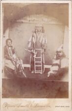 1880s Cabinet Card Photo Native American Indians Holding Axe Great Bend Kansas picture