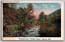 Greetings Soldiers Home Dayton Ohio Creek Forest Mountains Vintage UNP Postcard picture