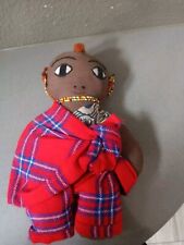 Fabric African Doll With Beaded Earrings And Necklace 8