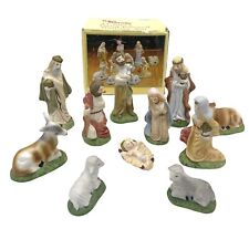 Vintage 11 Pieces  Hand Painted Nativity Porcelain Set -Made  In Taiwan - picture