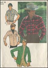 1970s Vintage Buttoned or Snaps Shaped Hem Shirt Simplicity 7698 Pattern Mens 38 picture