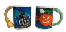 VTG Halloween Glow in the Dark Coffee Mugs Pumpkin  Witch Applause Halloween 2 picture