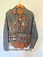 Vtg Harley Davidson Outlaw Biker Patched 50s Leather Jacket Knuclehead Panhead picture