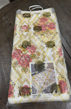 Bedspread Tapestry Pink Roses Gold Floral Cover Fringe Double Vintage NOS picture