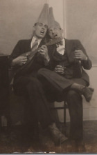 5F Photograph 5X7 Handsome Drunk Men Drinking Singing Playing Mandolin 1932 Hat picture