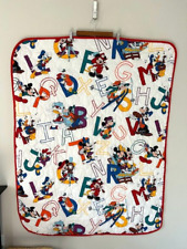 VTG Dundee Mickey Mouse Walt Disney Alphabet Baby Kids Blanket Quilt USA 90s picture