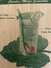 Vintage Retro 1950s Natural Elegance  Leaf Coaster & Mixer Set Cocktails Barware picture