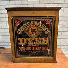 RARE Antique 1890s German Household Dyes General Store Wooden Cabinet Display WI picture